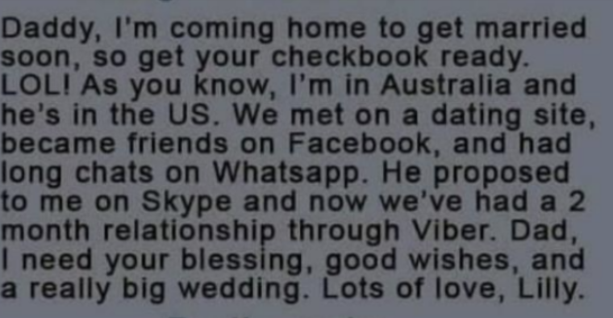 Dad’s Funny Reply to Daughter’s Marriage Announcement