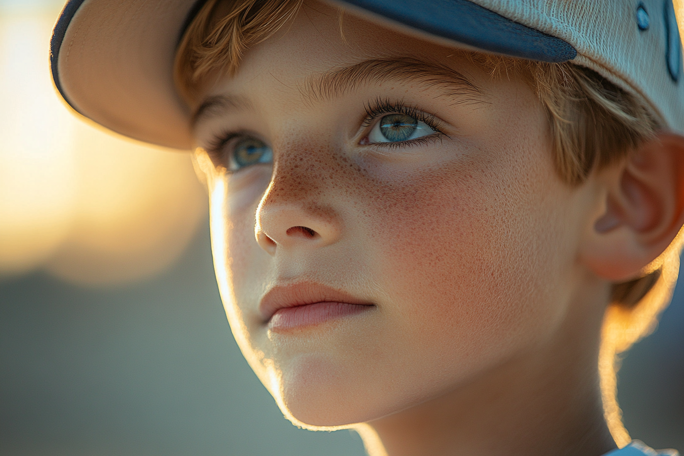 A boy with freckles looking up | Source: Midjourney