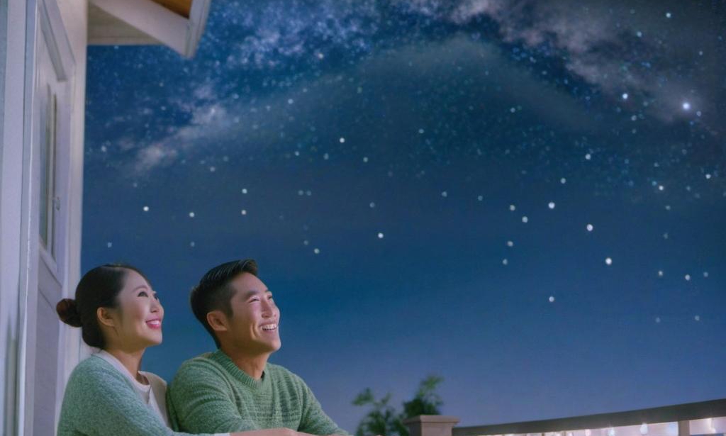 A happy couple watching the stars | Source: Midjourney