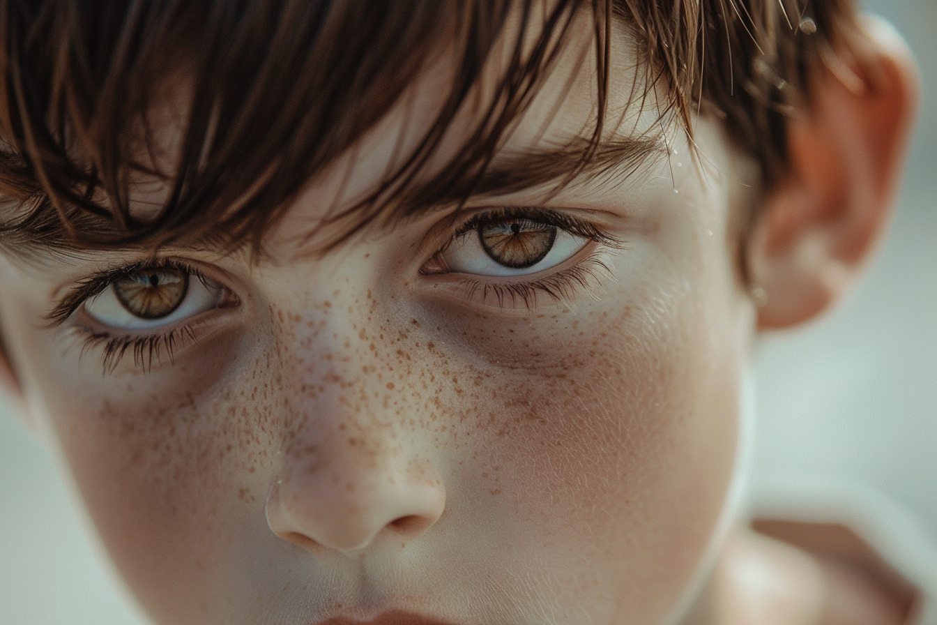 Close up of a boy's face | Source: Midjourney