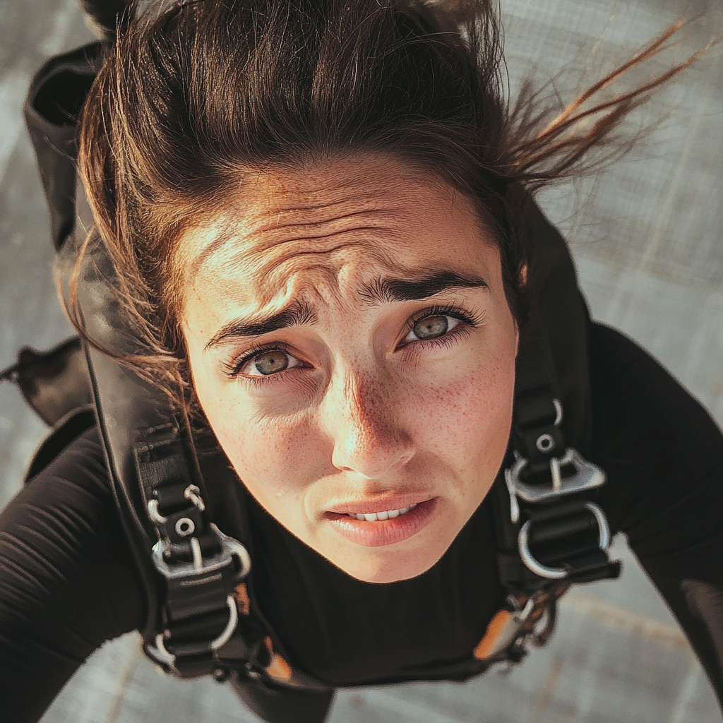 A woman in skydiving gear | Source: Midjourney