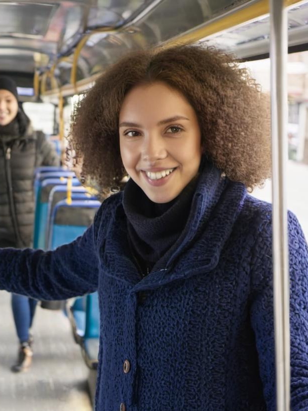 A woman on a bus | Source: Midjourney