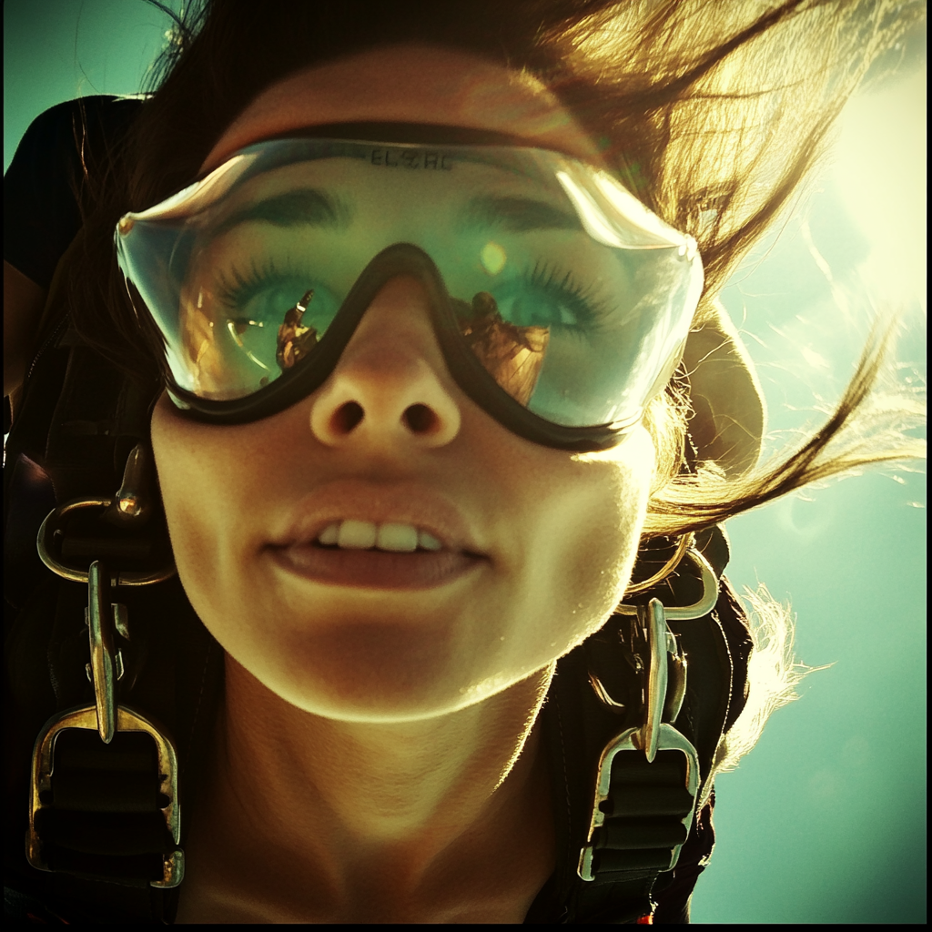 A young woman skydiving | Source: Midjourney