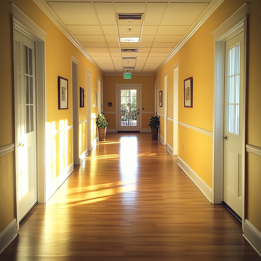 The hallway of a nursing home | Source: Midjourney