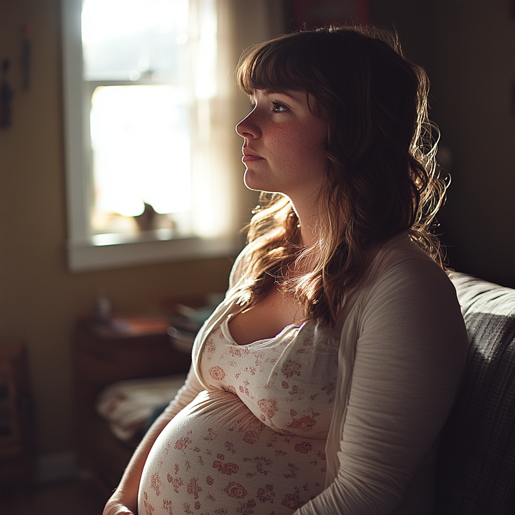 A worried pregnant woman | Source: Midjourney