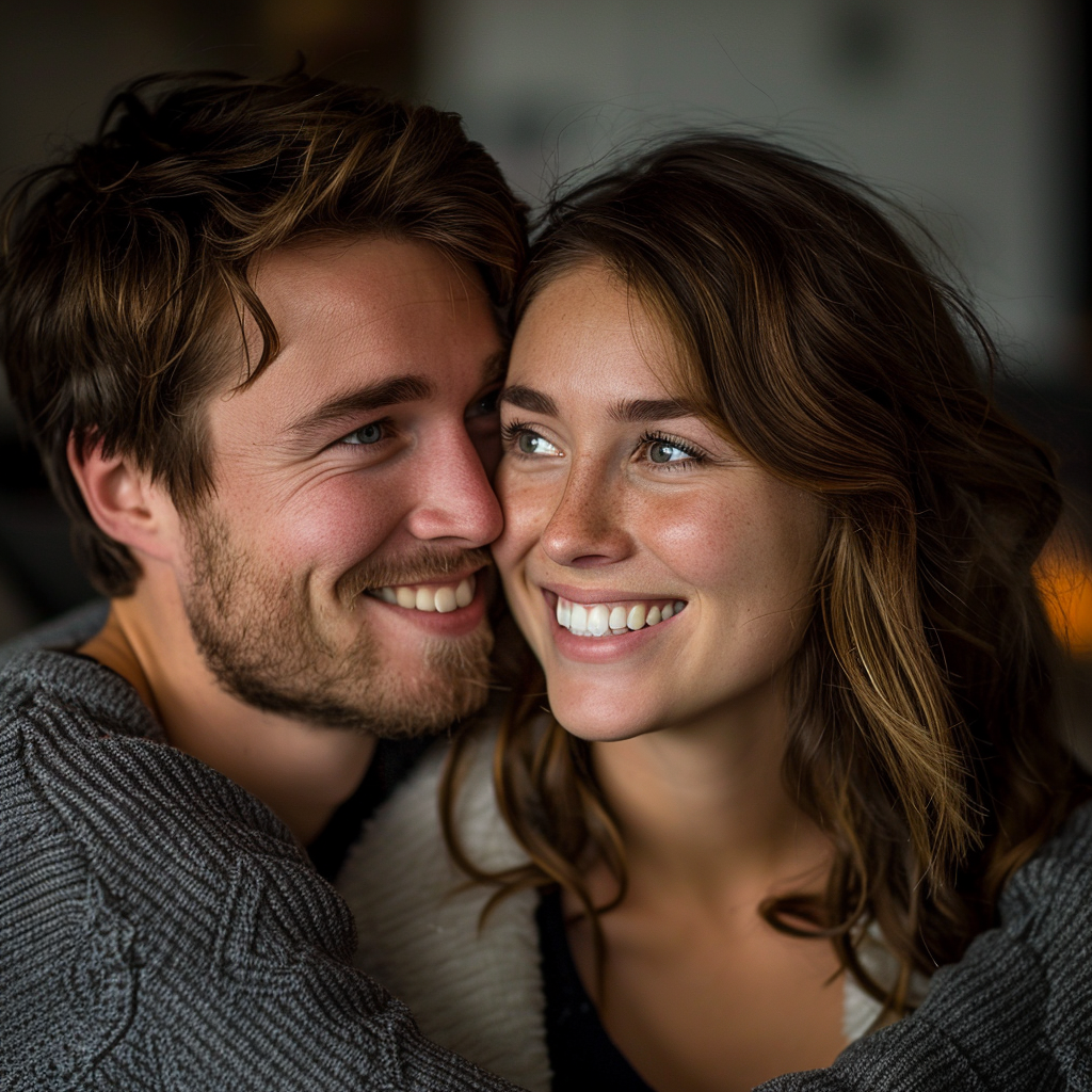 A happy woman with her husband | Source: Midjourney