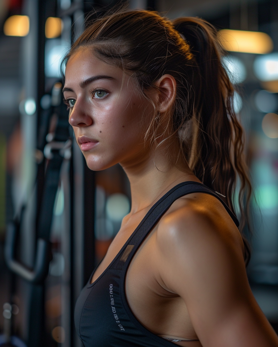 A young woman at the gym | Source: Midjourney