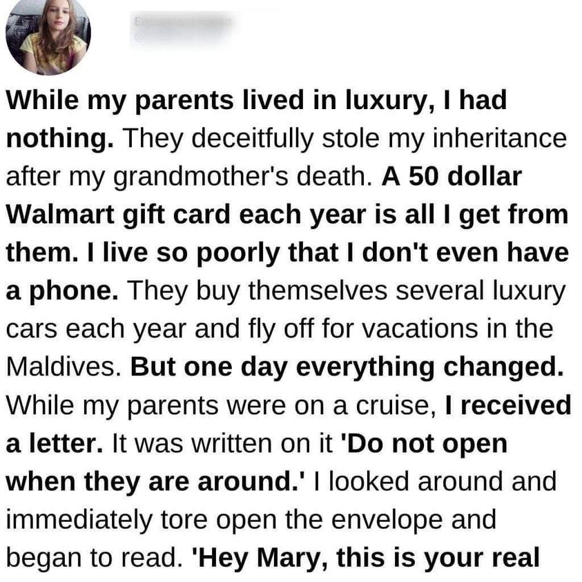 While my parents lived in luxury, I had nothing