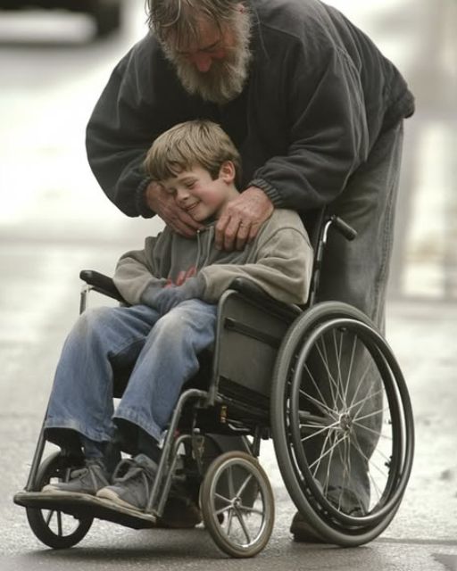 HOMELESS MAN GAVE HIS WHEELCHAIR TO A POOR BOY