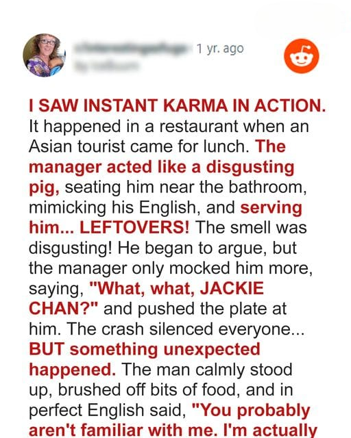 MANAGER FORCED WAITRESS TO SERVE LEFTOVERS TO FOREIGN CUSTOMER, LIFE TAUGHT HIM A LESSON IMMEDIATELY