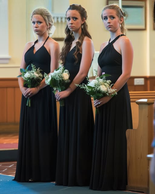 ALL MY FIANCÉE’S BRIDESMAIDS WORE BLACK AT THE LAST MINUTE.