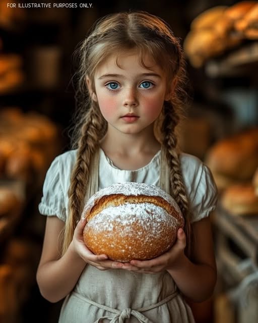 The hungry girl asked the baker for a slice of bread, but she didn’t eat it