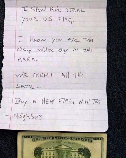 “I WOKE UP TO FIND MY FLAG GONE—AND A $20 BILL ON MY DOORSTEP