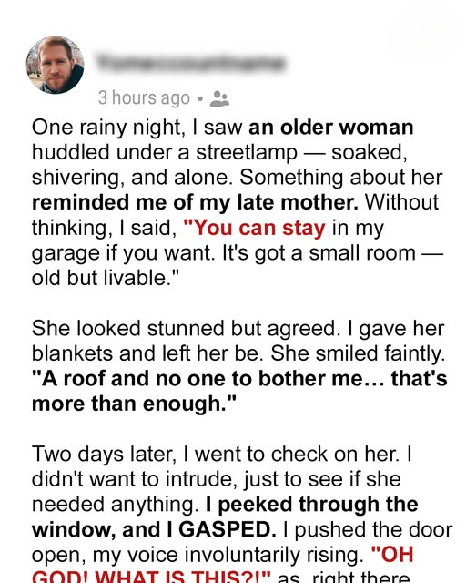 I GAVE SHELTER TO A HOMELESS WOMAN IN MY GARAGE