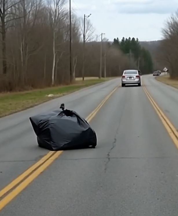 FROM A CAR SPEEDING DOWN THE ROAD, A STRANGE-LOOKING PACKAGE WAS THROWN OUT — AND INSIDE, SOMETHING WAS STRUGGLING RESTLESSLY…