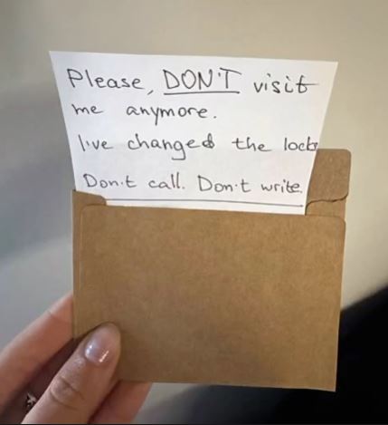 Last week, I got a letter from my grandma telling me NEVER to visit her again