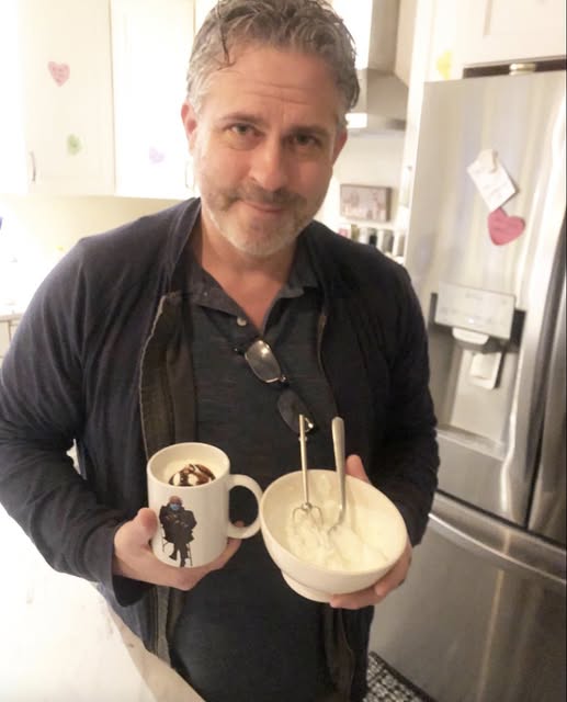 Why yes, that is my husband who noticed we were out of whipped cream for my coffee so he went ahead and made some actual fresh whipped cream using the hand mixer before 6:30 am and everything.