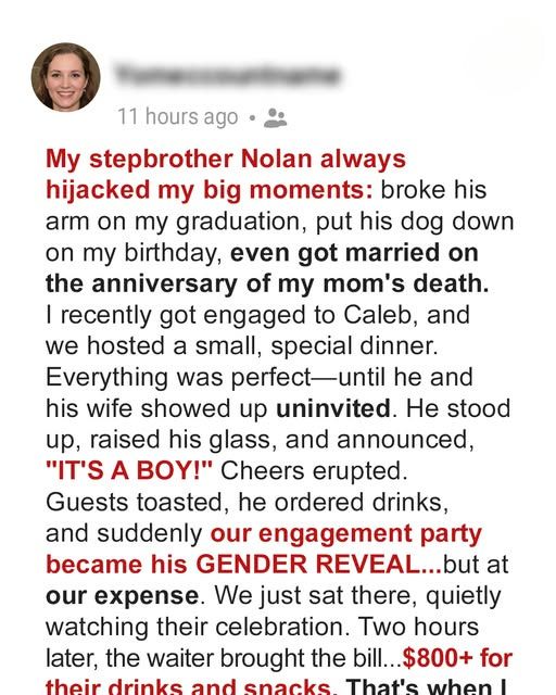 My Stepbrother Hijacked My Engagement Dinner with His Baby Gender Reveal—So I Sent Him a Fair Gift