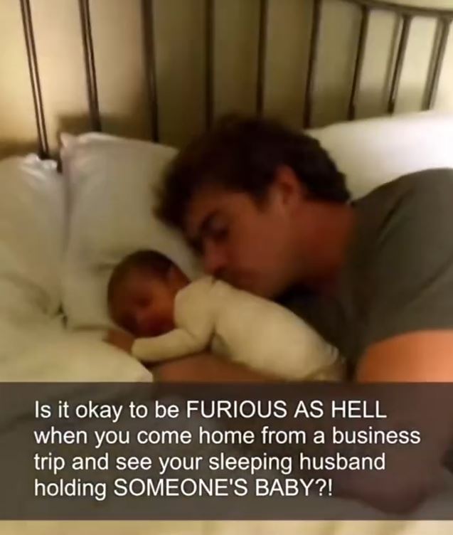 “I CAME HOME FROM A BUSINESS TRIP TO FIND MY SLEEPING HUSBAND HUGGING SOMEONE ELSE’S BABY!