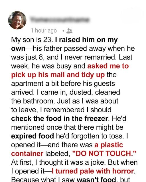 I Found a Plastic Container Labeled ‘DO NOT TOUCH’ in My Son’s Freezer