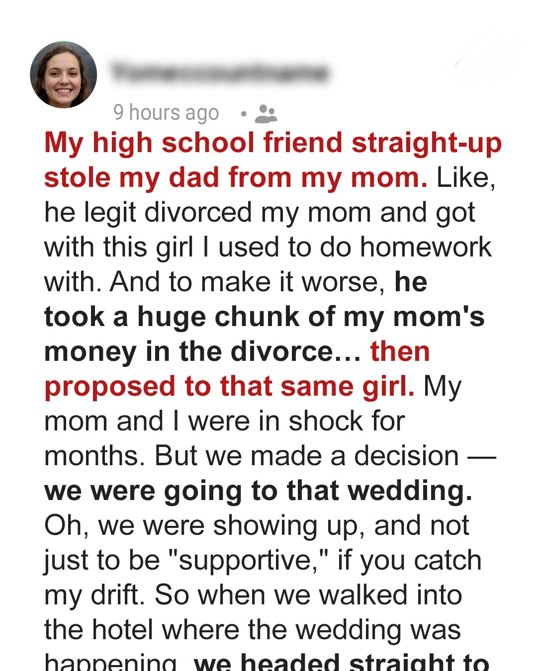 My High School Friend Stole My Dad, So We Went To Their Wedding With A Plan