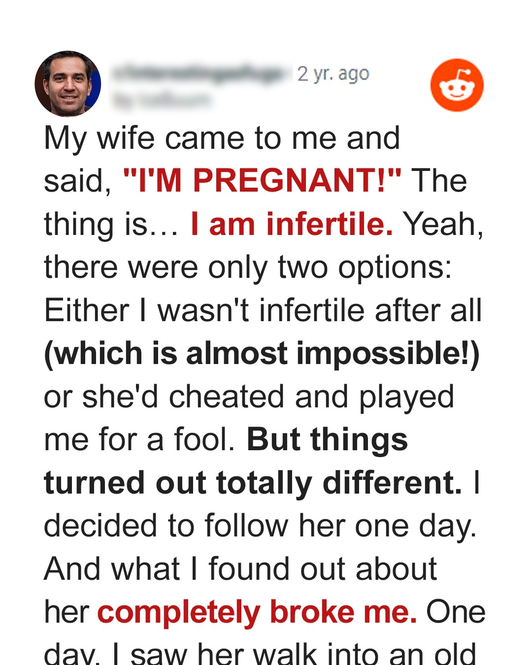 My Wife Said She Was Pregnant—But I’ve Been Infertile Since 2017