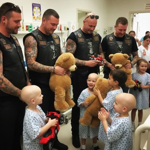 15 Bikers Invaded The Pediatric Ward At 3 AM Carrying Teddy Bears And Toy Motorcycles