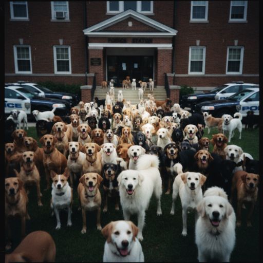 It Was Just Another Morning—Until 100 Dogs Stood Outside The Police Station
