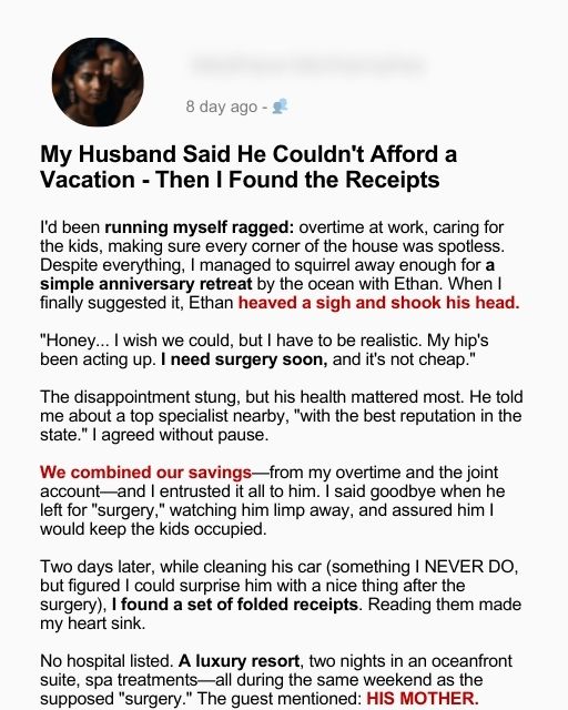 My Husband Said He Couldn’t Afford a Vacation – Then I Found the Receipts