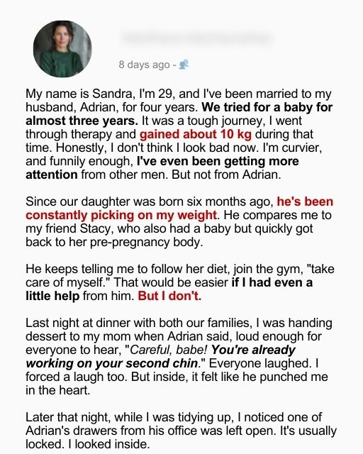 At Dinner He Mocked My Body—In His Drawer, I Found the Truth