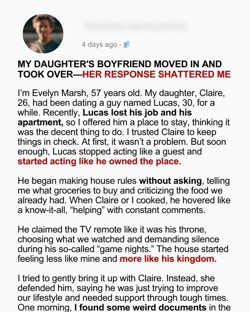 My Daughter’s Boyfriend Moved In and Took Over—Her Response Shattered Me