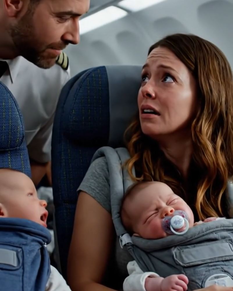 My Husband Changed Seats Mid-Flight, I Was Left Alone With Three Crying Babies—Then The Pilot Walked Out And Said, ‘May I Help You?’