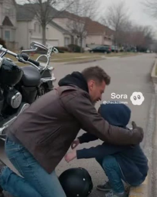Biker Notices Boy Crying On Curb—what The Boy Hands Him Changes Everything