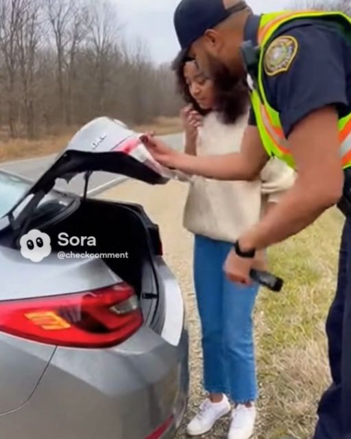 Police Officer Stops To Help A Stranded Driver—the Trunk Won’t Open