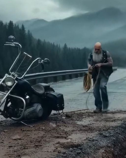 Biker Gang Stops For Road Collapse — What One Of Them Sees On The Child Clinging To The Edge Makes His Blood Run Cold
