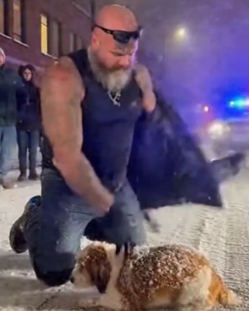 Biker Surrounded For Touching Abandoned Dog — Then The Officer Sees The Name Stitched On His Jacket