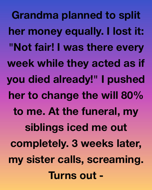 I Pressured Grandma To Change Her Will—then My Sister Called Me Screaming