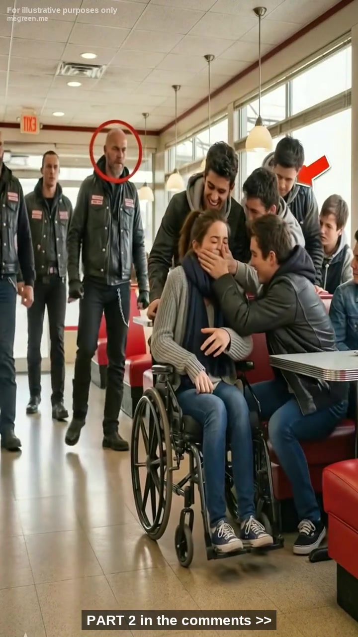 A Young Woman in a Wheelchair Was Laughed At in a Diner – Until a Biker Leader Stepped In The Morning the Diner Fell Silent Morning sunlight poured through the wide windows of Brookhaven Corner Grill, turning the chrome counters warm and soft.