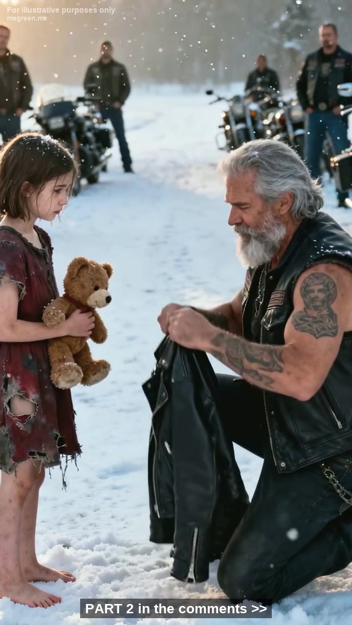 A Homeless 7-Year-Old Girl Stepped In to Protect an Old Biker on Christmas Eve – And What Happened Next Stunned the Entire Town