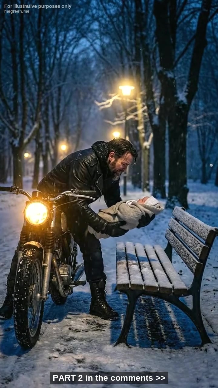 A Biker Was Passing Through a Frozen Park at Night – Unaware That a Baby’s Cry Would Halt His Ride, Draw Him to a Snow-Covered Bench Marked “No One’s Child,” and Expose the Truth the World Never Saw