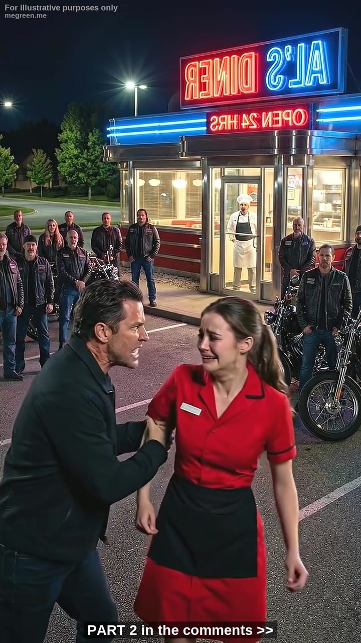 A Dozen Bikers Pulled Into a Fading Roadside Diner for a Simple Break – But When One Quiet Moment Revealed the Waitress’s Hidden Fear, They Chose to Act Carefully, Unaware That Their Silence Would Become the First Step Toward Her Freedom