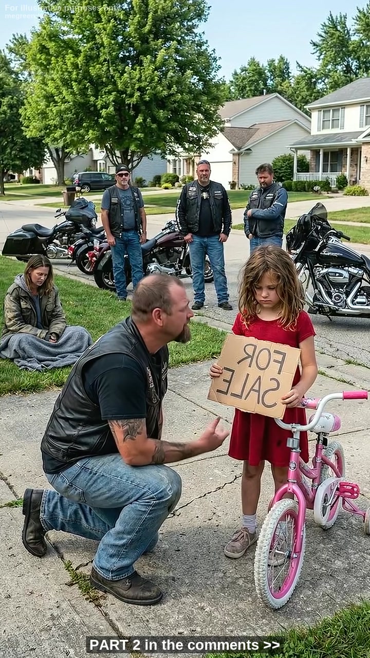 A Six-Year-Old Girl Tried to Sell Her Pink Bicycle – Unaware That One Brave Question Would Stop Four Motorcyclists and Change Her Family’s Future