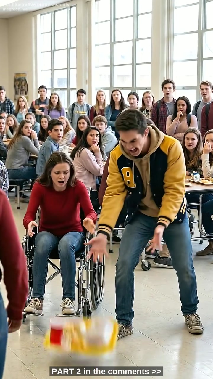 Her Lunch Spilled Across the Floor Beside the Girl in the Wheelchair – Everyone Assumed It Was Just Another Cruel School Joke, Unaware of Why the Man Standing in the Doorway Had Been Watching Her From the Very Beginning
