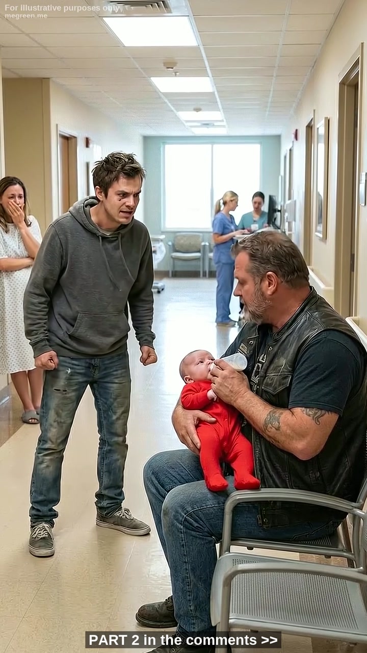 A Sleep-Deprived Father in a Midnight ER Stepped in Front of a Tattooed Biker Holding His Feverish Baby and Nearly Called Security – Unaware That the Man He Almost Stopped Would Do What No One Else Could