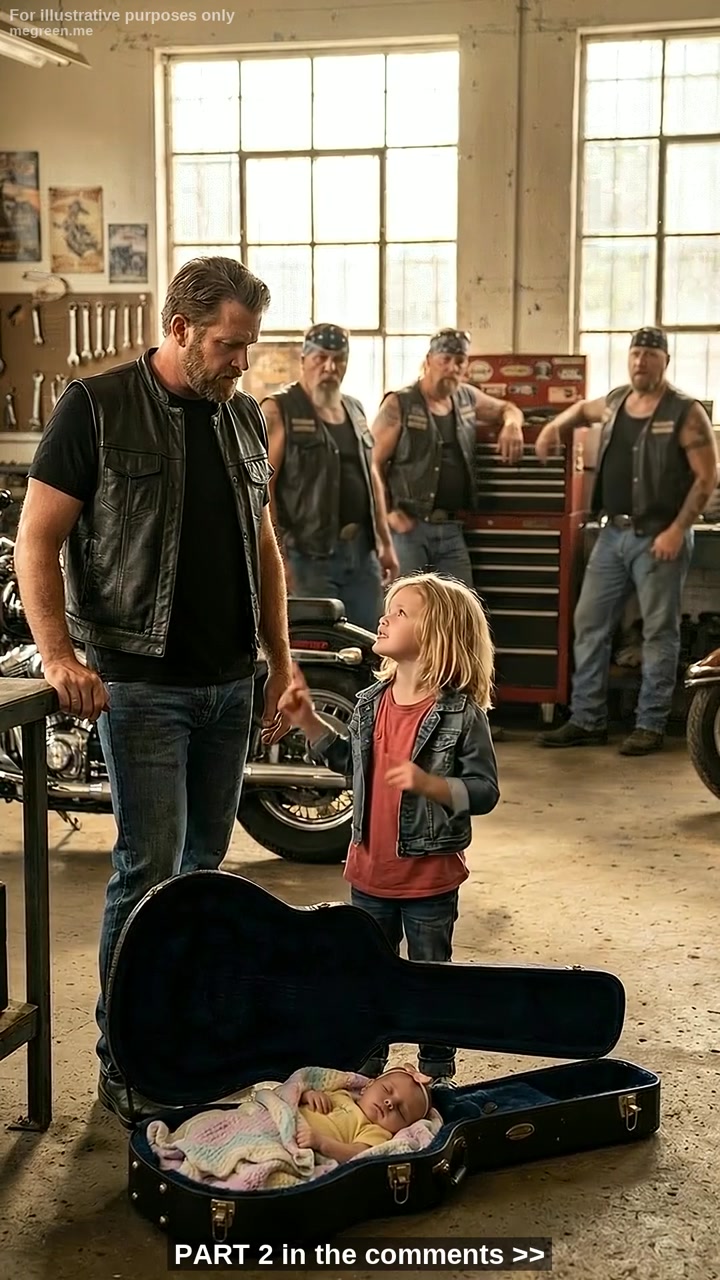 A Six-Year-Old Girl Dragged a Broken Guitar Case Into Copper Ridge Customs – Unaware That the Six Words She Spoke Would Leave Even the Toughest Biker Speechless and Change How the Entire Town Saw Them Forever