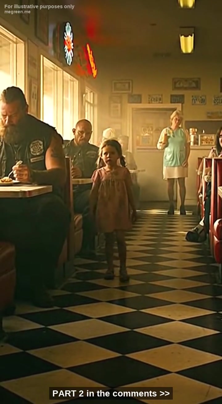 A 6-Year-Old Girl Handed A 300Lb Biker Her Only $5 Bill – When She Whispered Six Words, The Entire Diner Froze, And He Realized He Wasn’T Just Eating Lunch, He Was About To Start A War