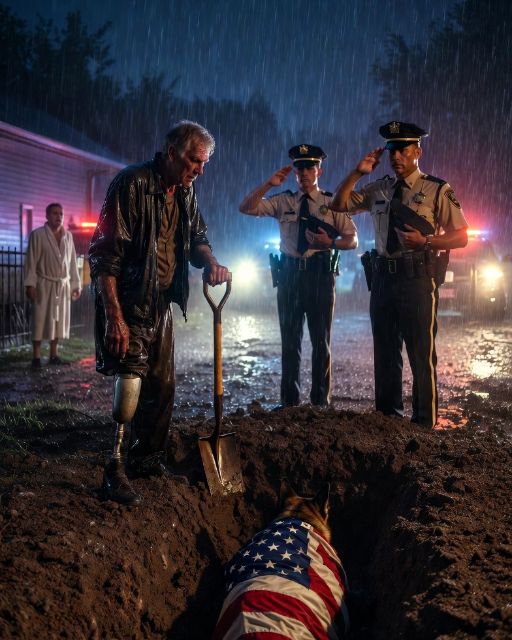 The Neighbor Was Burying “evidence” In The Rain. The Police Took Off Their Hats.