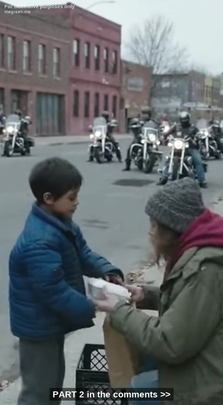 Homeless Woman Use Her Last $4 Gave Food To A Child Instead Of Eating – Hours Later His Dad And 500 Hells Angels Bikers Arrived Did The Unthinkable That Changed Her Life Forever