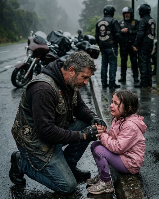 A 9-year-old Girl Stood Alone On The Highway In The Pouring Rain – Then 30 Bikers Pulled Over And One Text Message Destroyed Her Entire Family
