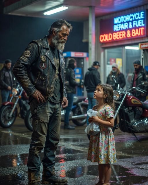 A Biker Stopped For Gas At 2 Am, Then A Barefoot Girl Walked Out Of The Dark And Said 5 Words
